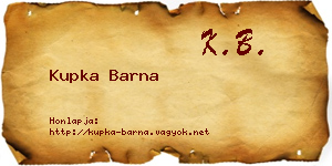 Kupka Barna névjegykártya